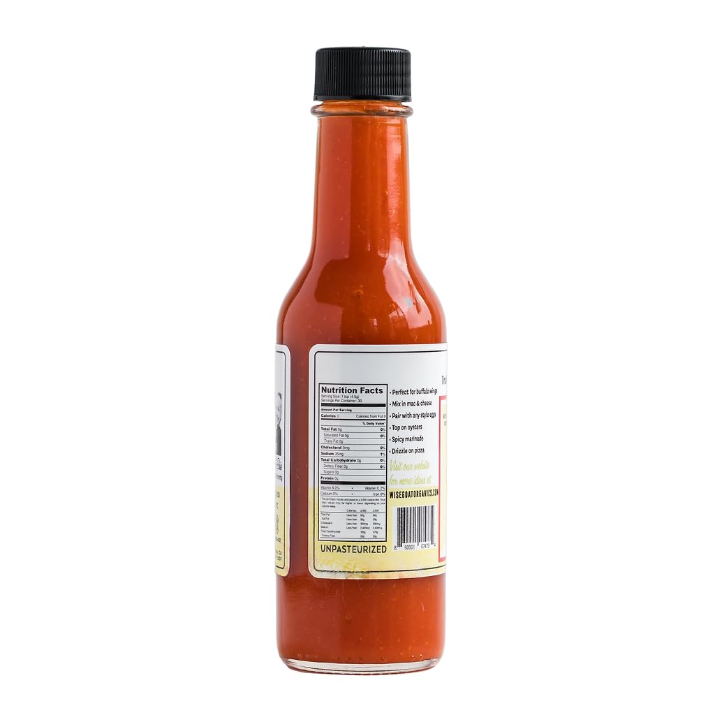 Wise Goat Organics Raw Fermented Probiotic Red Hot Sauce - 5 oz. Glass Bottle