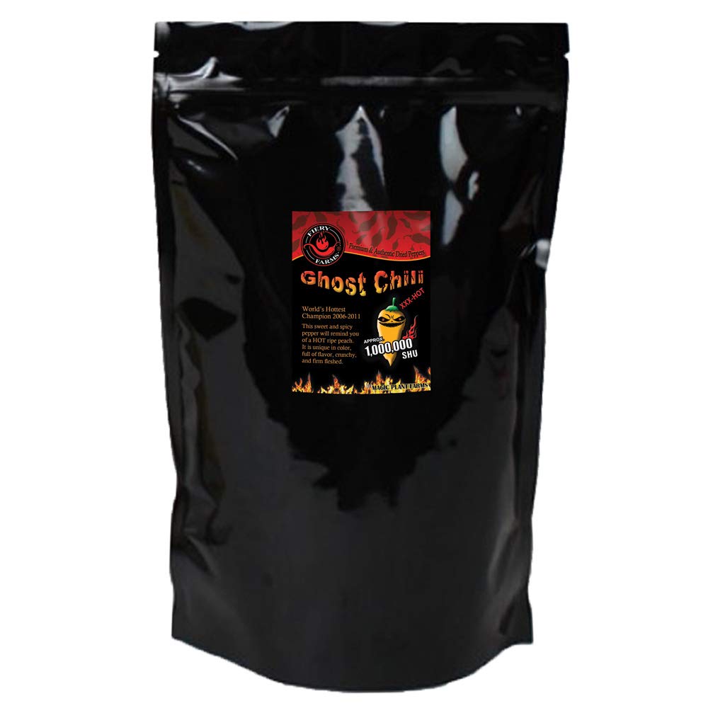 Orange Ghost Pepper (Orange Bhut Jolokia) Whole Dried Pepper Pods by Fiery Farms (1lb)
