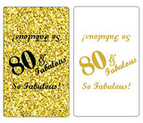 80 & Fabulous Miniatures Candy Bar Wrapper, (Set of 60) Mini Candy Bar Stickers Labels; Birthday Party Favor Décor. Candy Not Included. Made in USA