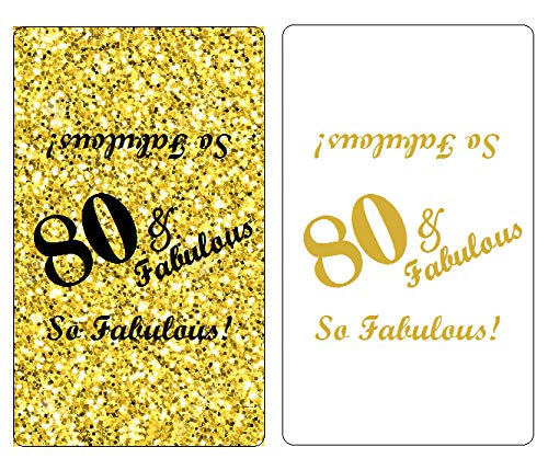 80 & Fabulous Miniatures Candy Bar Wrapper, (Set of 60) Mini Candy Bar Stickers Labels; Birthday Party Favor Décor. Candy Not Included. Made in USA