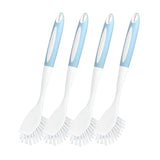 CQT Kitchen Diffusion Type Scrub Brush for Cleaning Dishes Pots Pan Sink and Bathroom with Comfortable Long Handle 4pack (Blue)