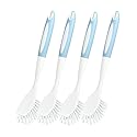 CQT Kitchen Diffusion Type Scrub Brush for Cleaning Dishes Pots Pan Sink and Bathroom with Comfortable Long Handle 4pack (Blue)