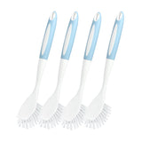 CQT Kitchen Diffusion Type Scrub Brush for Cleaning Dishes Pots Pan Sink and Bathroom with Comfortable Long Handle 4pack (Blue)