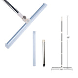 Floor Squeegee 20 inch Silicone Long Handle of 65" for Window Cleaning Shower Squeegee Scrubber Combi with Pole Extendable Telescopic Adjustable