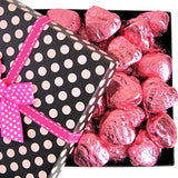Valentines Chocolate Raspberry Cremes Hearts Pokodots Gift Box by It's Delish - Valentines Day Gift - Pink Foil Wrapped - Anniversary Fathers Mothers