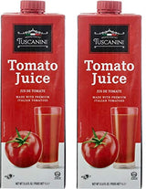 Tuscanini Premium Italian Tomato Juice 33.8oz (2 pack) | Not From Concentrate | Low Sodium Tomato Juice | Resealable Cap | Non GMO Verified | Kosher