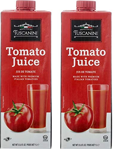Tuscanini Premium Italian Tomato Juice 33.8oz (2 pack) | Not From Concentrate | Low Sodium Tomato Juice | Resealable Cap | Non GMO Verified | Kosher