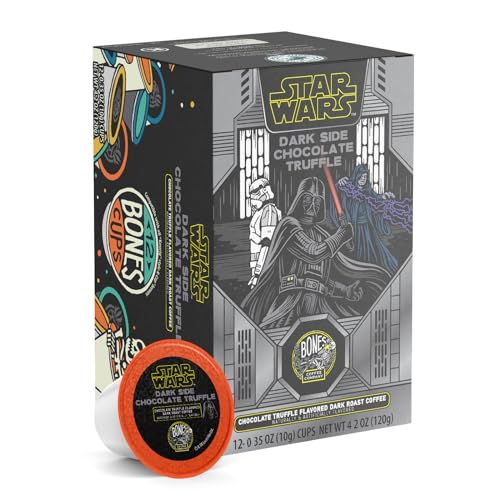 Bones Coffee Company Star Wars Dark Side, Chocolate Truffle Flavored Coffee Pods, Low Acid Medium Roast Single-Serve Bones Cups, Compatible with 1.0