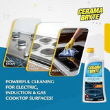 Cerama Bryte Glass Cooktop Cleaner Bundle with 10 Cleaning Pads for Removal of Tough Stains, Stovetop Cleaner for Glass - Ceramic Surfaces, 18 Ounces