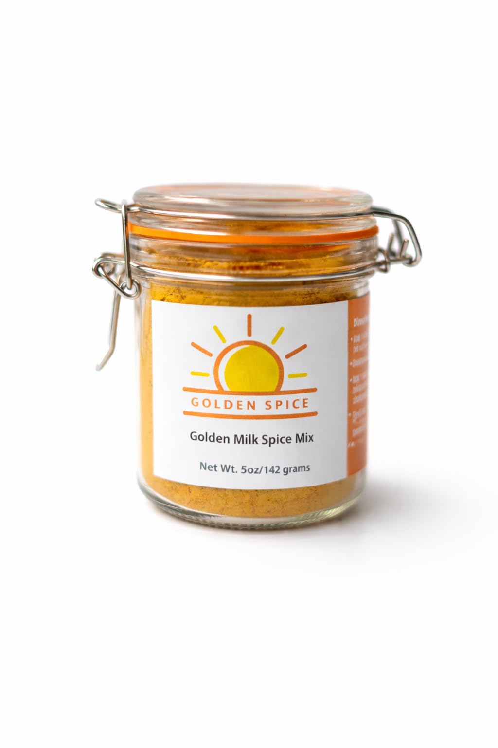 Golden Spice Golden Milk Spice Mix with Turmeric, Ginger, Cinnamon, Black Pepper, 5oz Glass Jar, 100% Real Spices