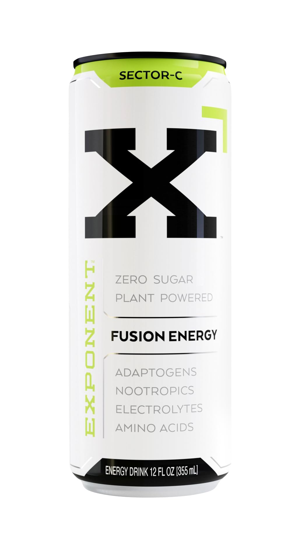 Exponent - Sector-C Fusion Energy Drink | Pack of 12, 355mL Cans | Light & Crisp Citrus Blend | Zero Sugar & Sucralose | Naturally Sourced Caffeine |