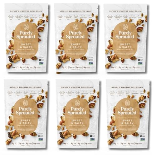 Purely Sprouted Sweet & Salty, Non-GMO Superfood for Healthy, Certified, Gluten-Free Snacking (4 oz, 6 pack)