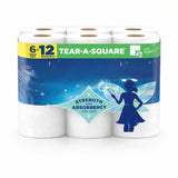 PREMIO NEST Tear-A-Square Paper Towels, 6 Double Rolls, 2-Ply Strong & Absorbent Kitchen Paper Towels, Custom Size Sheets for Cleaning, Household