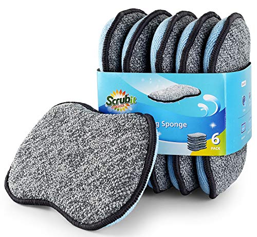 Multi-Purpose Scrub Sponges for Kitchen by Scrub- it - Non-Scratch Microfiber Sponge Along with Heavy Duty Scouring Power - Effortless Cleaning