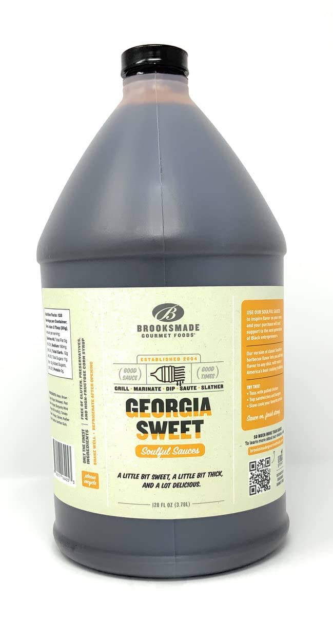 Brooksmade Gourmet Foods Soulful Sauces, Georgia Sweet BBQ Sauce & Marinade, Gluten Free, No High Fructose Corn Syrup, 128 oz