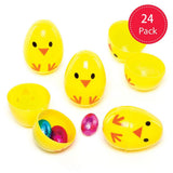 Uanqfegy Chick Design Fillable Easter Eggs 24Pcs - Plastic Surprise Easter Eggs for Holding Creme (Yellow)