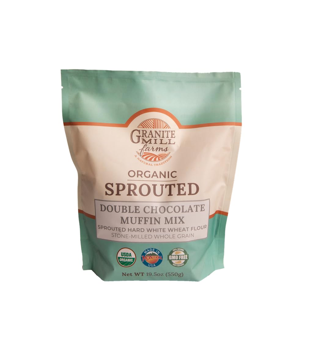 Granite Mill Farms Sprouted Organic Double Chocolate Muffin Mix, 550 grams, 1.21 Pound (Pack of 1)