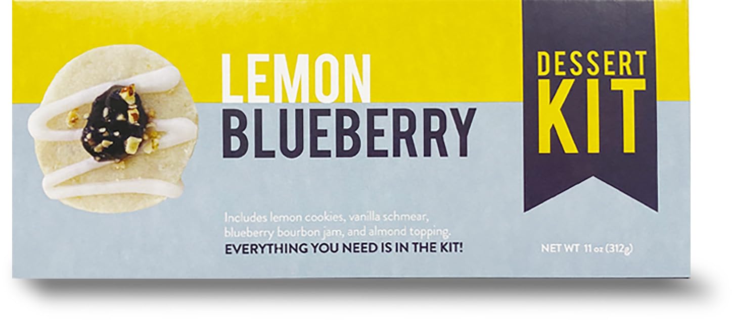 Crackerology Lemon Blueberry Gourmet Artisan Snack Kits, 20 Count Cookies Plus Toppings, Easy & Simple Ready-to-Eat, Appetizer For Charcuterie Boards