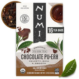 Numi Organic Chocolate Pu-erh Tea, 16 Dark Tea Bags, Aged Yunnan Pu-erh Tea with Cocoa