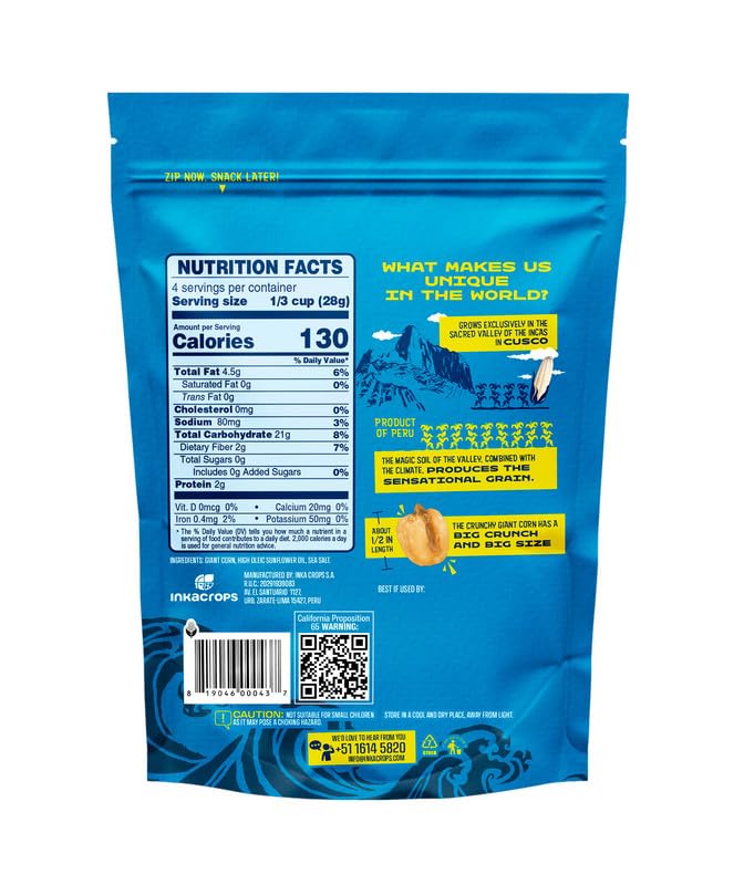 Inka Corn Nuts, Gluten Free Roasted Giant Corn, Original Flavor, 4-Ounce (Pack of 6)