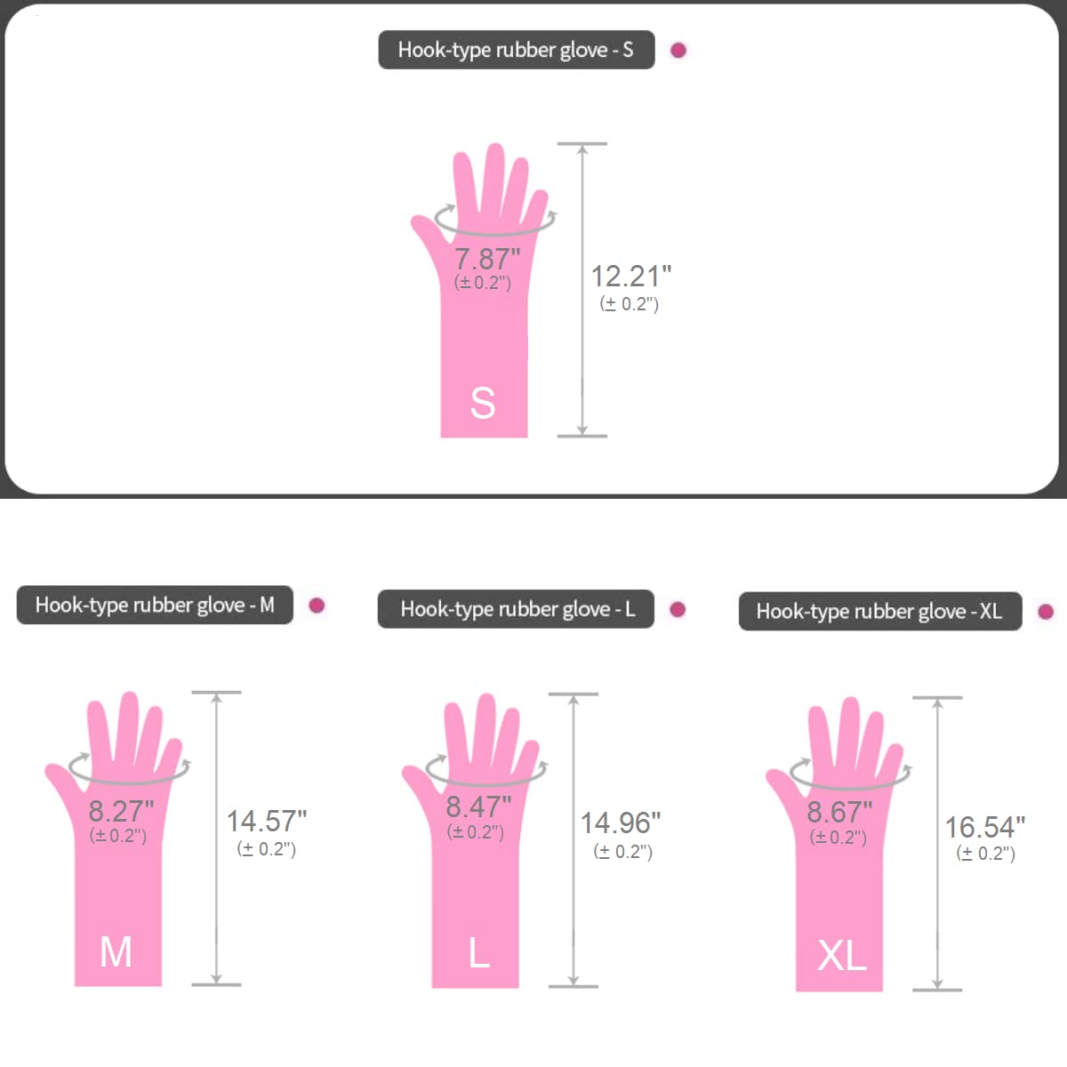 Myungjin 2 Pairs Reusable Waterproof Non-Slip Honeycomb Grip Latex Rubber Gloves with Hang-Dry Hooks/Hanging Loops for Dishwashing Household Cleaning