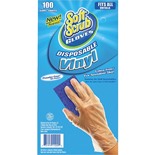 big time products llc 11200-16 Soft Scrub, 100 Count, Disposable Vinyl Gloves