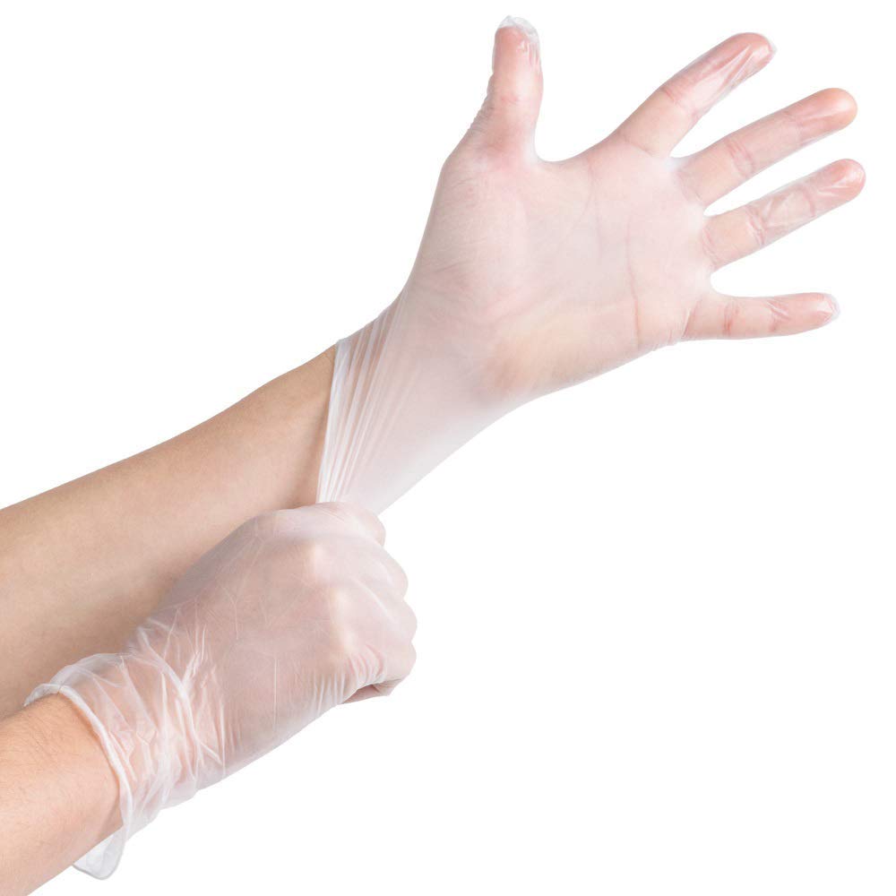 Safeguard Clear Vinyl Gloves Disposable Latex Free, Powder Free, 100 Count, Size Medium