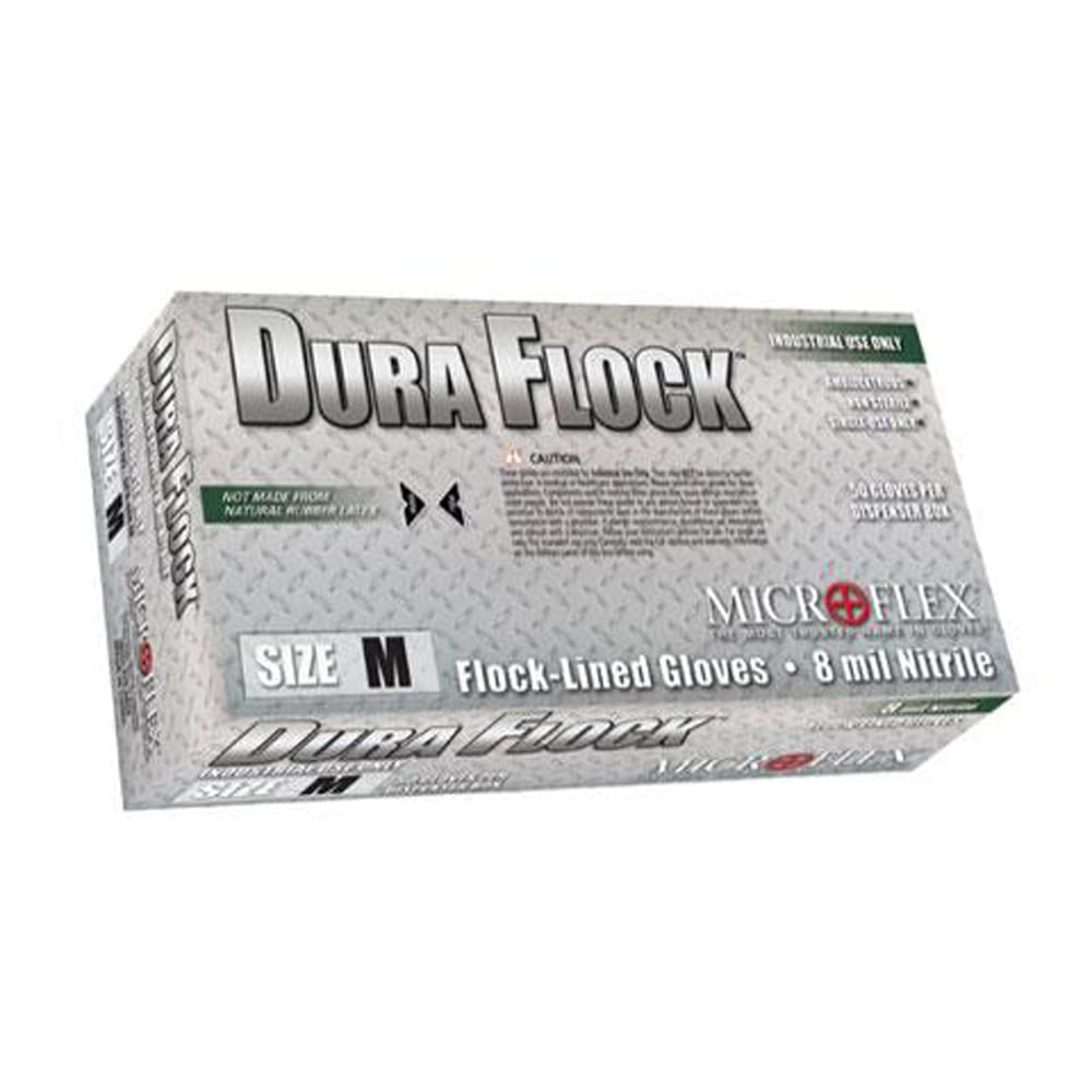 Microflex DFK-608-L, Dura Flock Glove, Nitrile, Large, Pack of 50