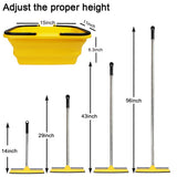 Windshield Car Squeegee and Collapsible Washing Bucket Combo Set, 2 in 1Window Squeegee with Long Handle