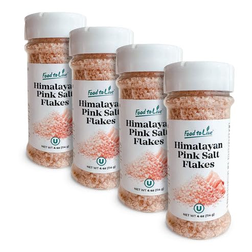 Food to Live Himalayan Pink Salt Flakes, 4 oz - Gourmet Flaky Salt Crystals, Pure, No Additives. Perfect to Use as a Finishing Salt. Vegan, Kosher