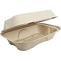 World Centric Fiber Hinged Hoagie Box Containers, 9 x 6 x 3, Natural, Paper, 500/Carton