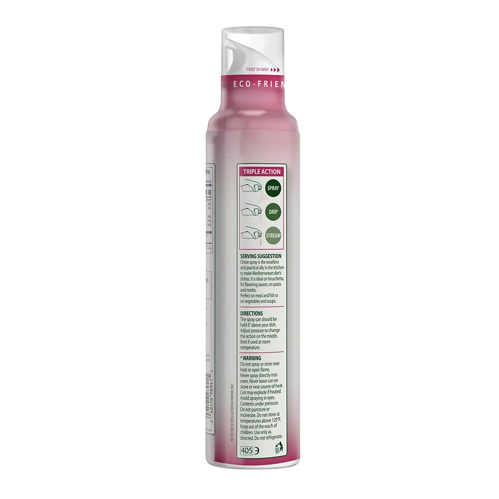 Onion Flavored Spray Mantova Extra Virgin Olive Oil produced with finest ingredients and with No CFC, No Preservatives, No Additives, No Silicone, No Aerosol