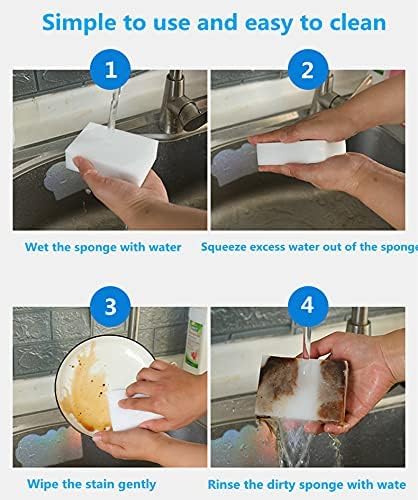 Clownya Magic Cleaning Eraser Sponges, 100 Pack Melamine Foam Pads, Multi-Purpose Household Kitchen Bathroom Wall Floor Cleaner (100 PCS)