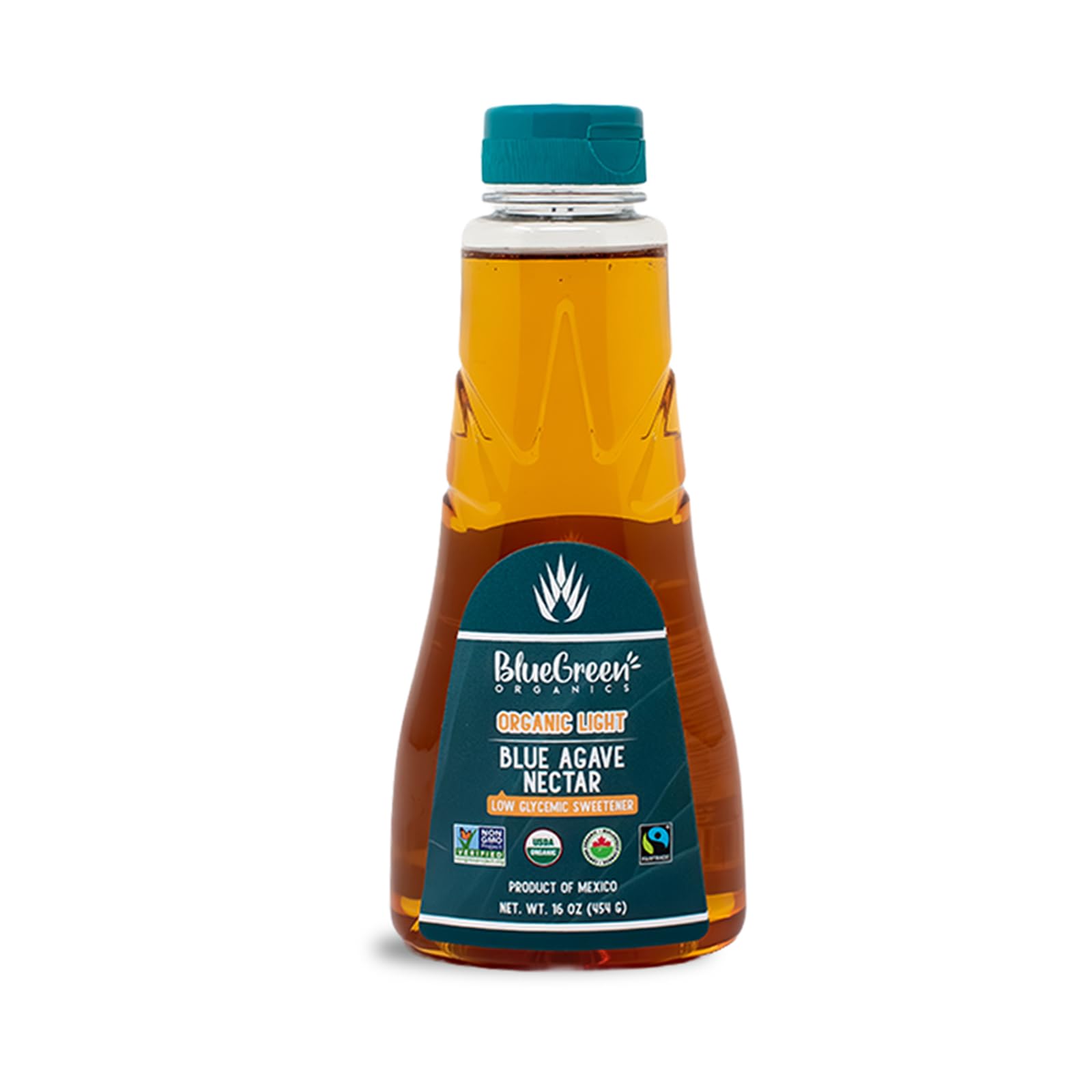 BLUE GREEN ORGANICS Light Blue Agave Nectar - 16 oz Organic Natural Sweetener - Low Glycemic & Non-GMO Squeeze Bottle