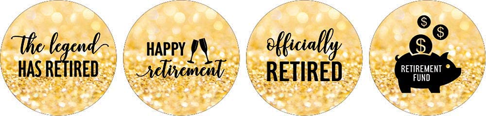 Darling Souvenir 190 Pcs Glitter Gold Happy Retirement Chocolate Drop Label- Self-Adhesive Candy Wrappers for Farewell Celebration, New Journey Party