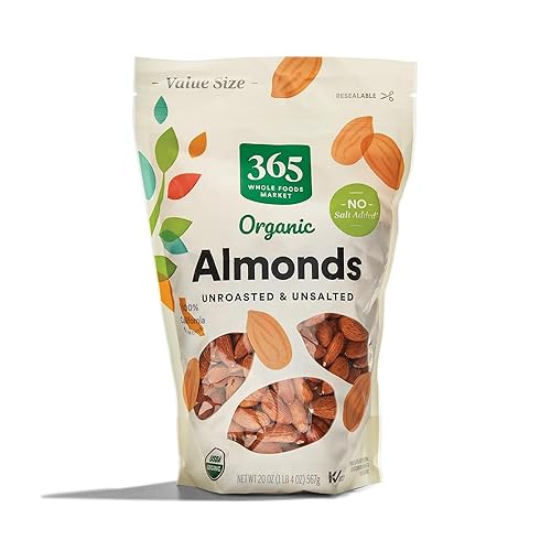 365 by Whole Foods Market, Almonds Unroasted Unsalted Value Size Organic, 20 Ounce