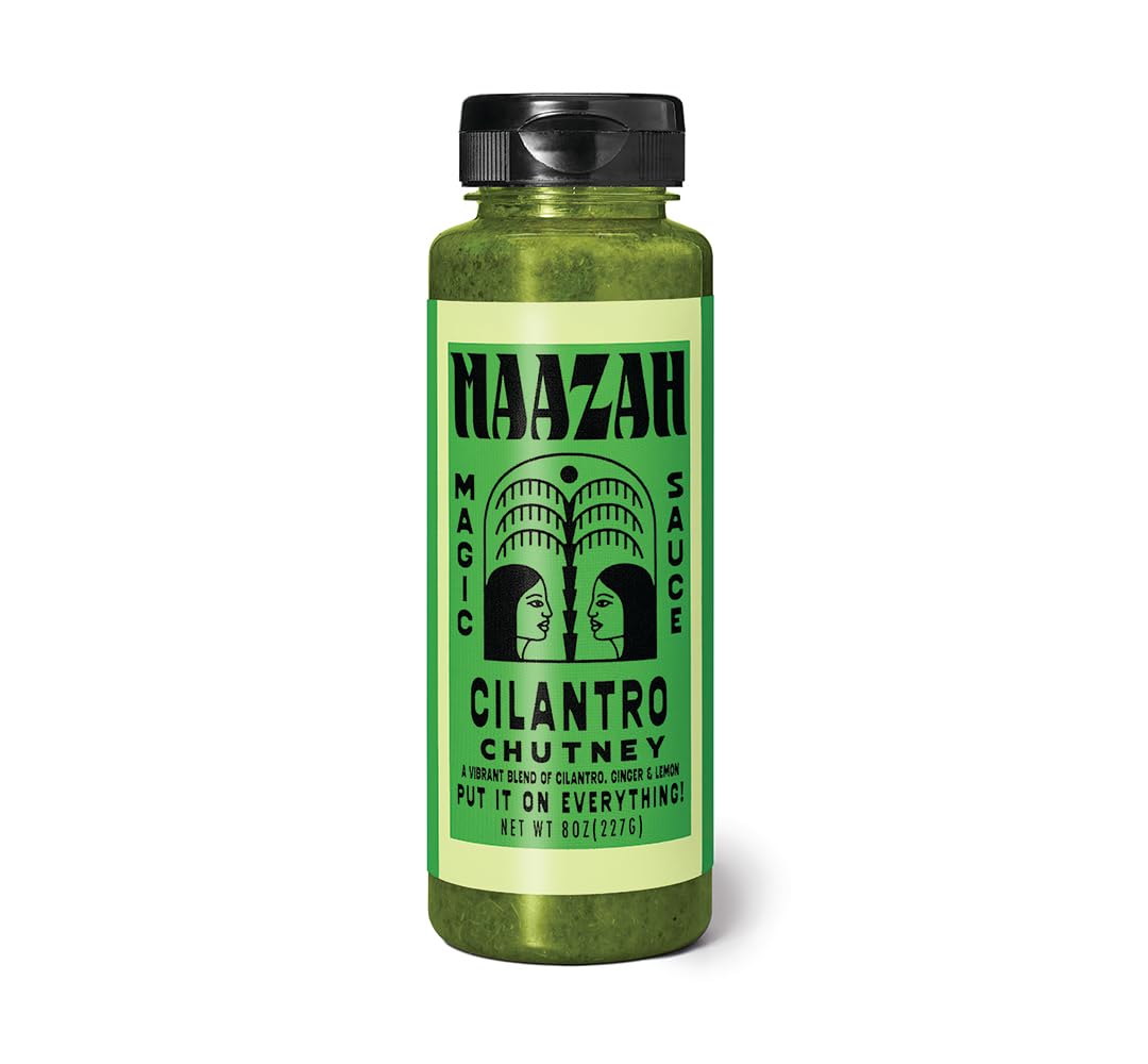 MAAZAH Cilantro Chutney - Premium Sauce/Condiment/Dressing/Marinade, Herby & Vibrant, Add Flavor in a Flash, Good on Everything, Sugar Free, Gluten
