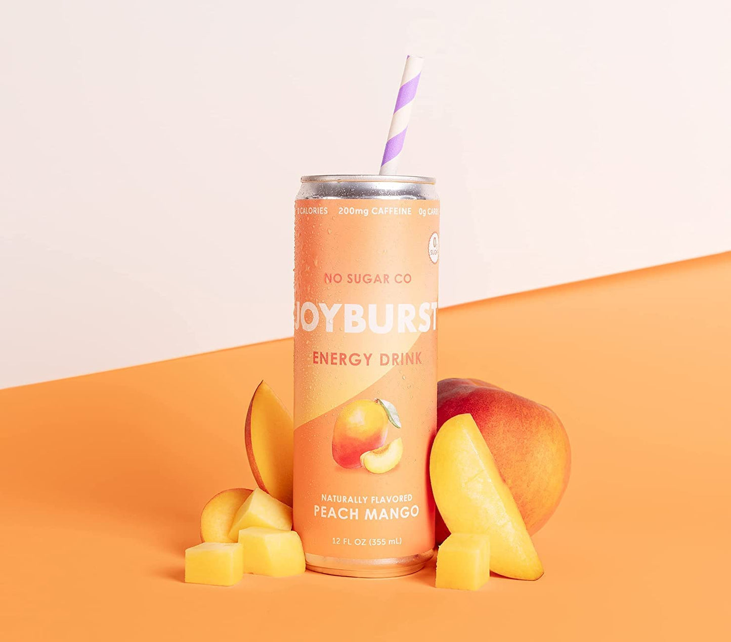 No Sugar Joyburst Energy Drink, 0 Calorie, 0 Sugar, Sugar Free Energy Drink with Natural Caffeine, Hint of Sweetness and Refreshing Sparkling Water