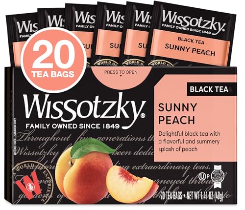 Wissotzky Sunny Peach Black Tea, 20 Tea Bags | Antioxidant Rich | Fruity Delight | Black Tea Bags