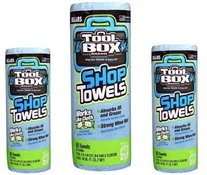 Sellars ToolBox Z400 Blue Shop Towel Recycled Disposable 54400, 11" L x 9.4" W, (1 Roll of 55 Sheets)