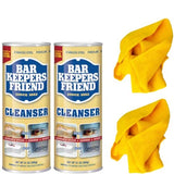 Bar Keepers Friend 2Pack CLEANING BUNDLE AllPurpose Cleanser and Polish (595G) Bundle COMES with 2 Microfiber Cleaning Cloths