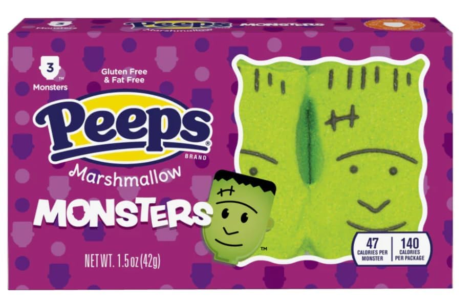 Peeps Halloween Peep Variety Pack of Marshmallows, Delicious Classic Treats with One Packet Each, Skulls, Pumpkins, Monsters and Ghosts (Pack of 4)