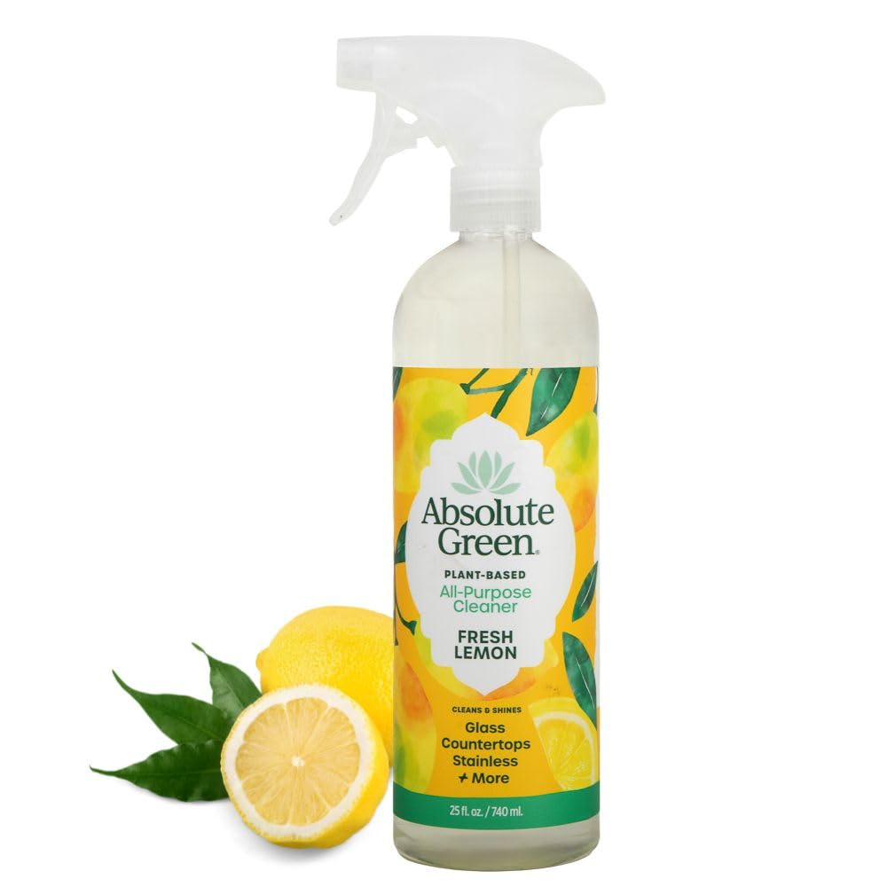 Absolute Green All Purpose Cleaner Spray, Non-Toxic, Kitchen, Bath, Countertop, Stainless, Safe around Kids + Pets, Natural Lemon Scent, 25 oz (6