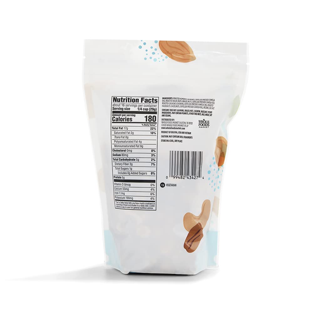 365 by Whole Foods Market, Roasted Salted Deluxe Mixed Nuts, 16 Ounce