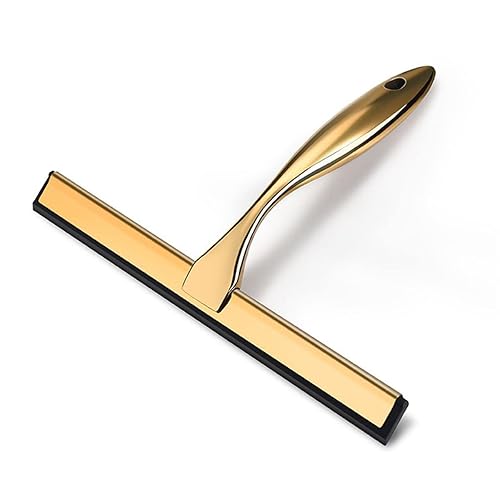 10inch T Shape Water Squeegee for Cars,Bathroom,Glasses or The top of Kitchen Range stailess Steel Gold Finish