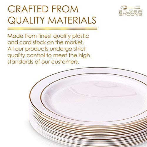 DISPOSABLE PLASTIC SIDE PLATES 7.5" Glare Ivory/Gold (20 pc)