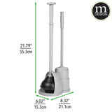 mDesign Plunger and Brush Set for Toilet Bowl - Hidden, Modern Toilet Brush and Plunger Set with Caddy - Brush Cleaner and Plunger Combo with Holder