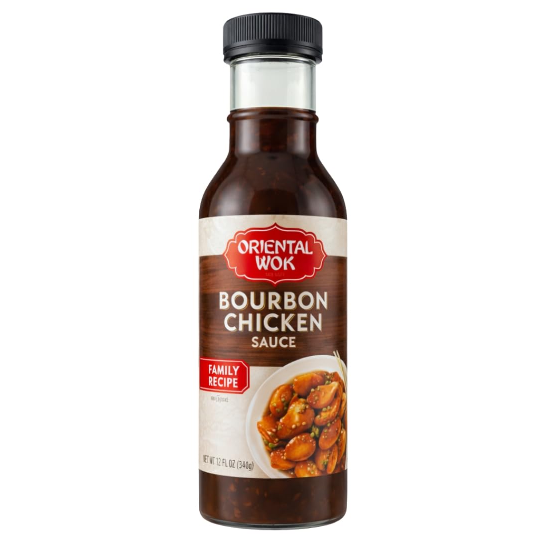 Oriental Wok Bourbon Infused Chicken Sauce, Authentic Kentucky Bourbon, Savory & Sweet Blend, Ideal for Chicken, Seafood & other Meats, 14 oz (1 Pack)