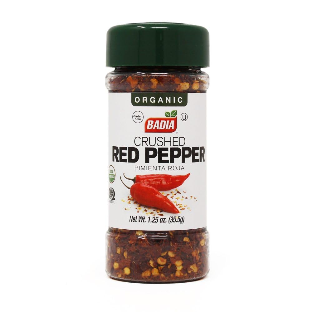 Badia Organic Crushed Red Pepper, 1.25 oz - Spicy Dried Chili Flakes for Cooking, Seasoning & Garnishing