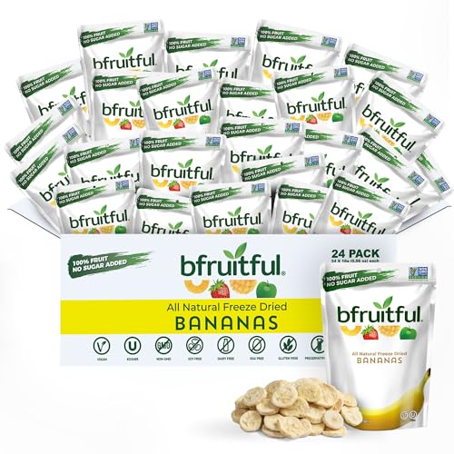 bfruitful Freeze-Dried Banana Snacks, Freeze Dried Fruit Bites, Vegan, No Sugar Added, Non GMO, Kosher, Crunchy Fruit Snacks for Kids & Adults, 0.56
